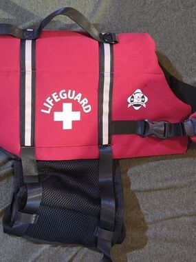 2 Lifeguard Red Dog Life Jacket with Reflective Straps